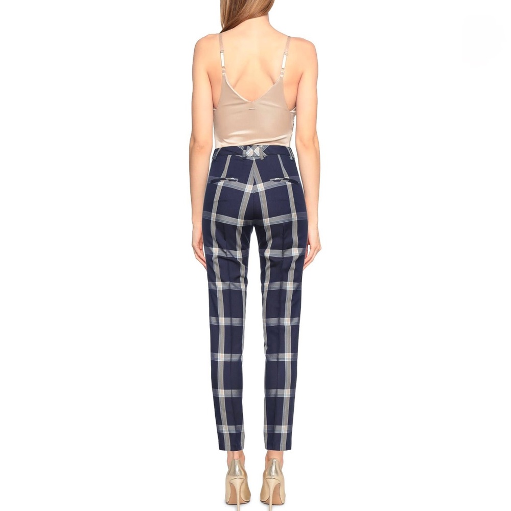 ⭐️ SKILLS & GENES ⭐️LUXURY TARTAN PLAID MIDNIGHT BLUE STRAIGHT LEG PANTS SIZE: 2 - Picture 2 of 4
